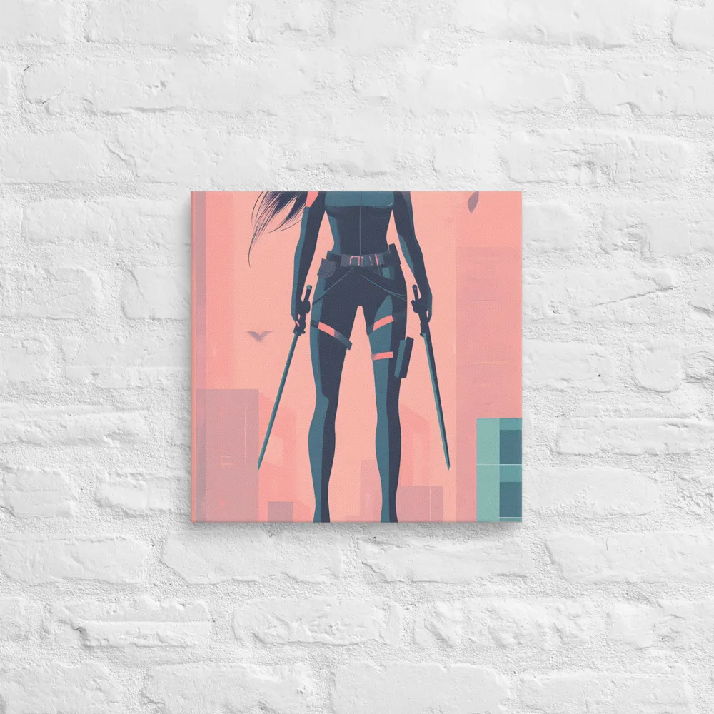 Urban Sentinel: A Warrior's Stand | Canvas | 16″×16″