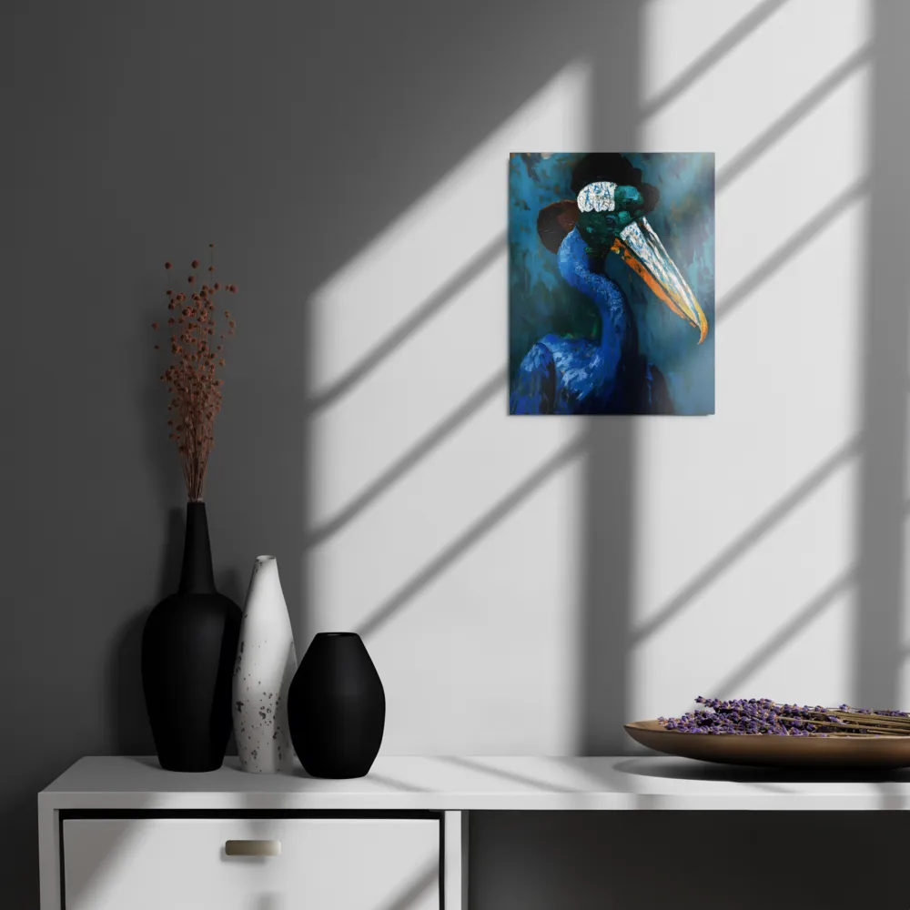 Majestic Absurdity: The Hat-Wearing Bird | Metal Print | 11″×14″