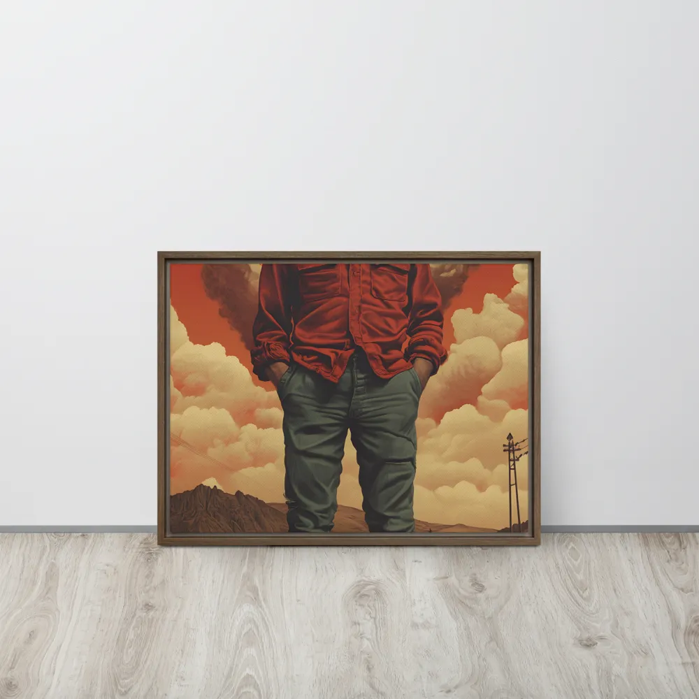 Defiant Spirit in a Surreal Landscape | Canvas with Brown Frame | 18″×24″