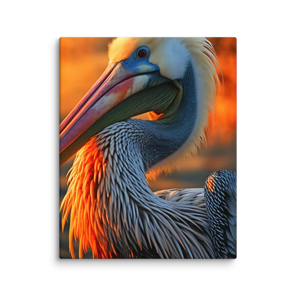 Elegance of the Pelican at Sunset | Canvas | 16″×20″