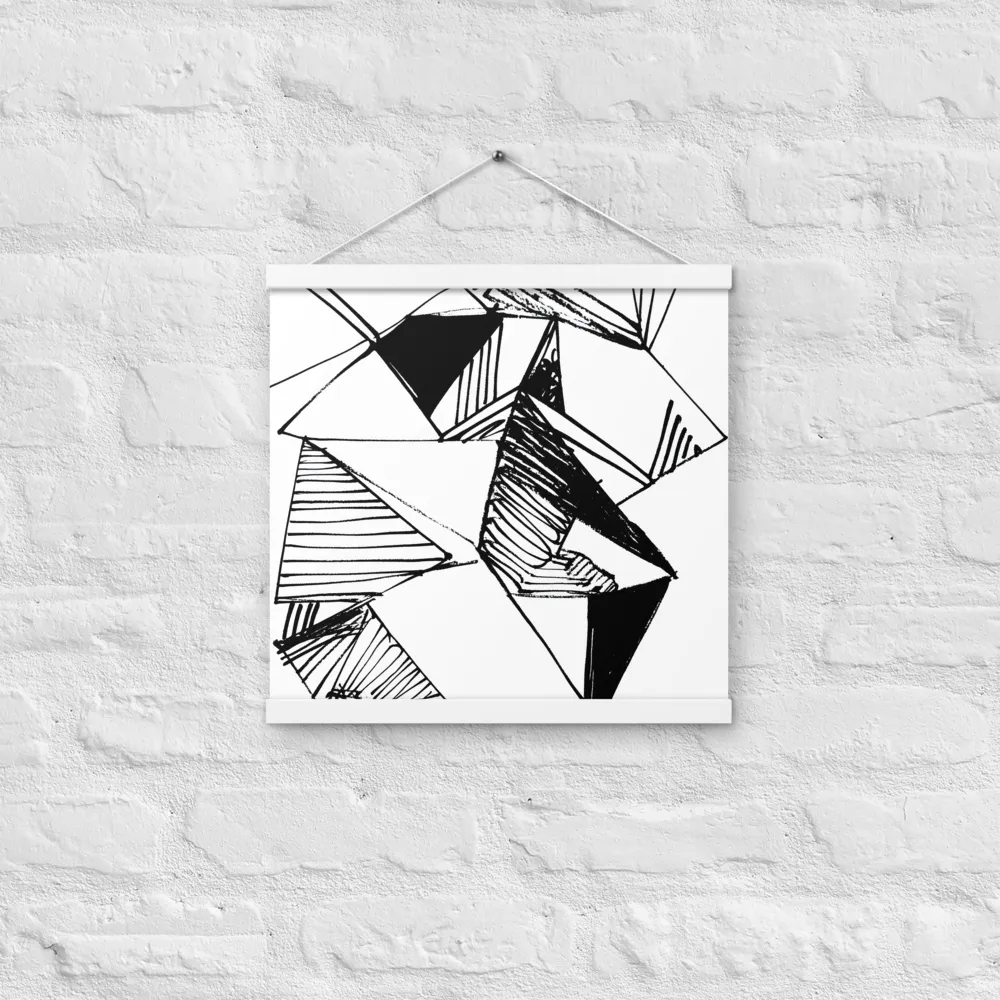 Dynamic Geometry in Ink | Poster With White Wood Hanger | 16″×16″