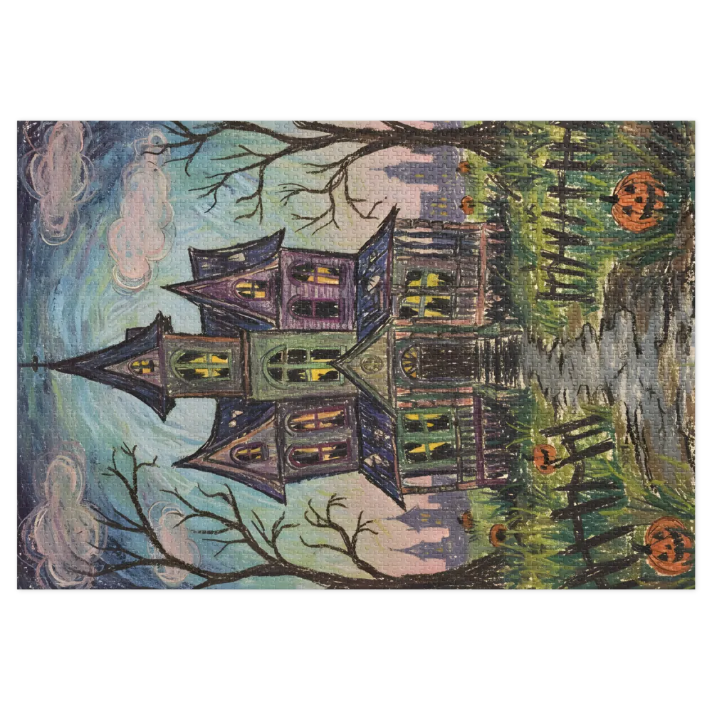 Fantastical Haunted House 
 Jigsaw Puzzle in Tin Box