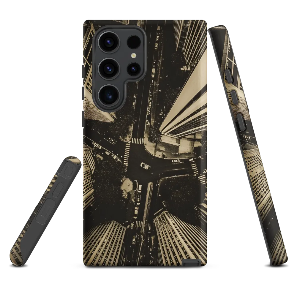 Urban Symphony: Aerial Perspective of City Life | Phone Case |  S23 Ultra | Tough Case | Matte