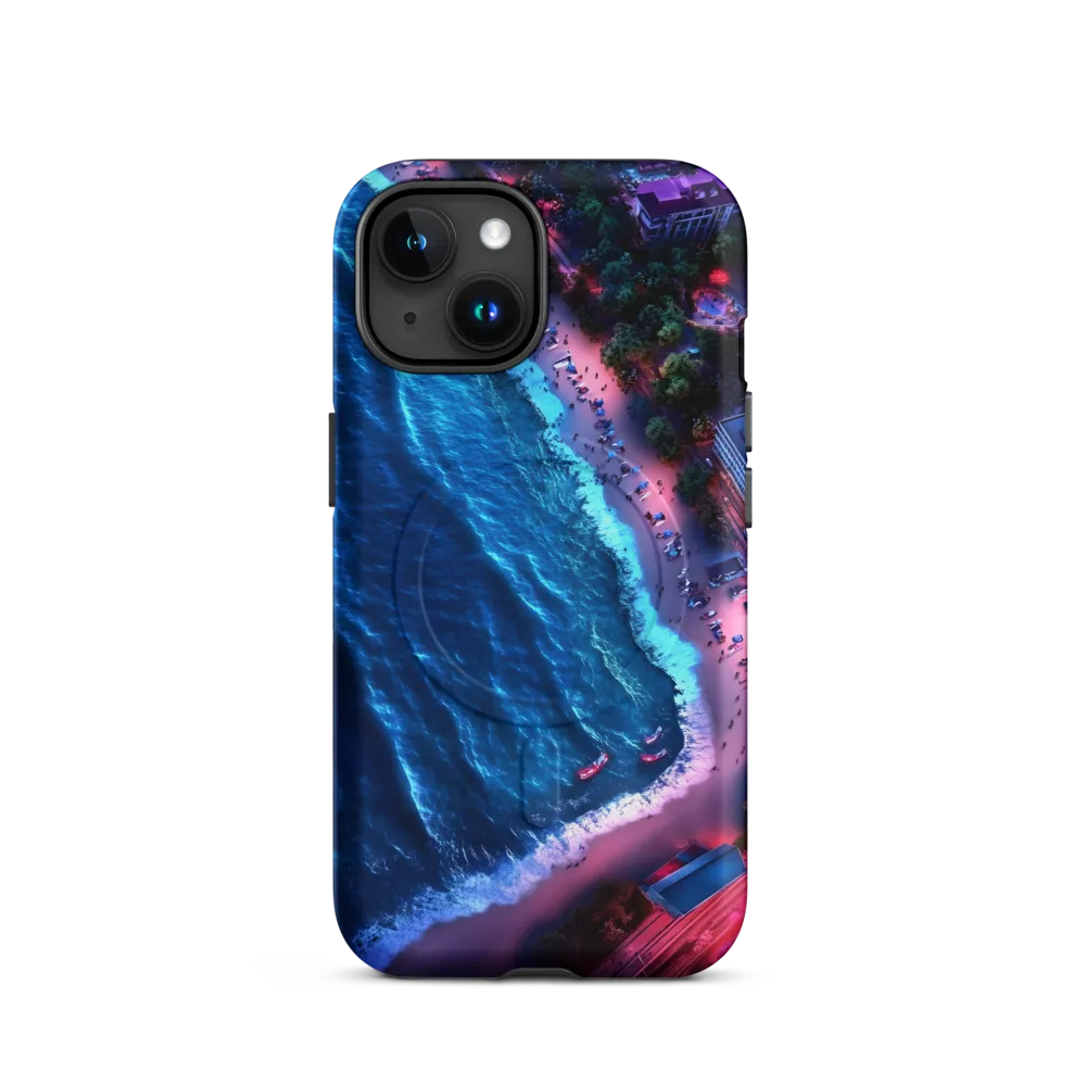 Twilight Reflections: A Serene Beach Aerial | Phone Case |  15 | MagSafe® Tough Case | Matte