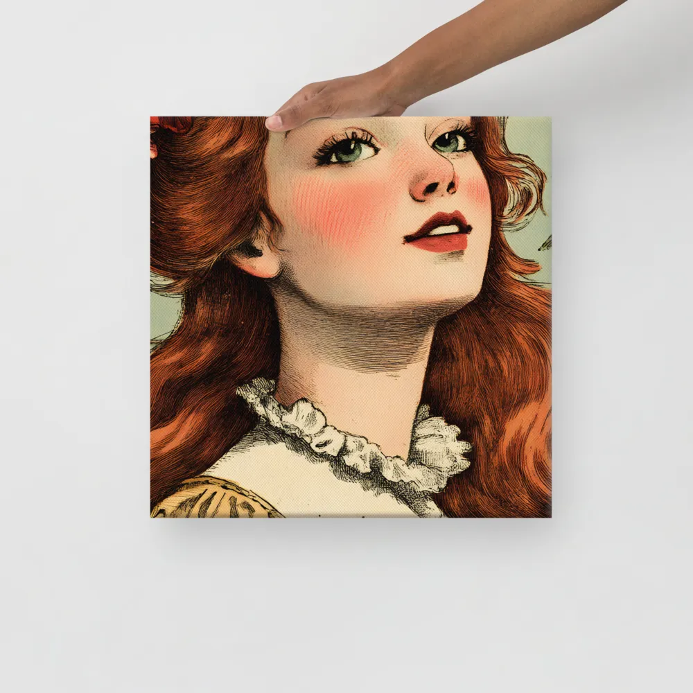 Whimsical Portrait of a Flower-Adorned Girl | Canvas | 16″×16″