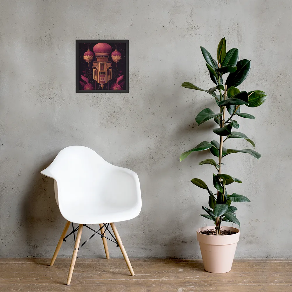 Ornate Harmony: A Digital Floral Architecture | Poster with Black Frame | 14″×14″