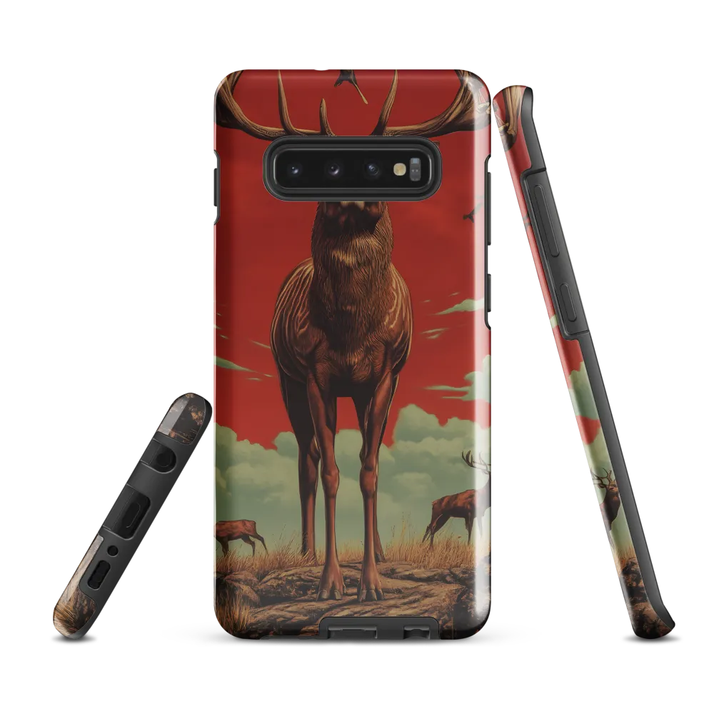 Majesty in Red: The Stalwart Stag | Phone Case |  S10 Plus | Tough Case | Glossy