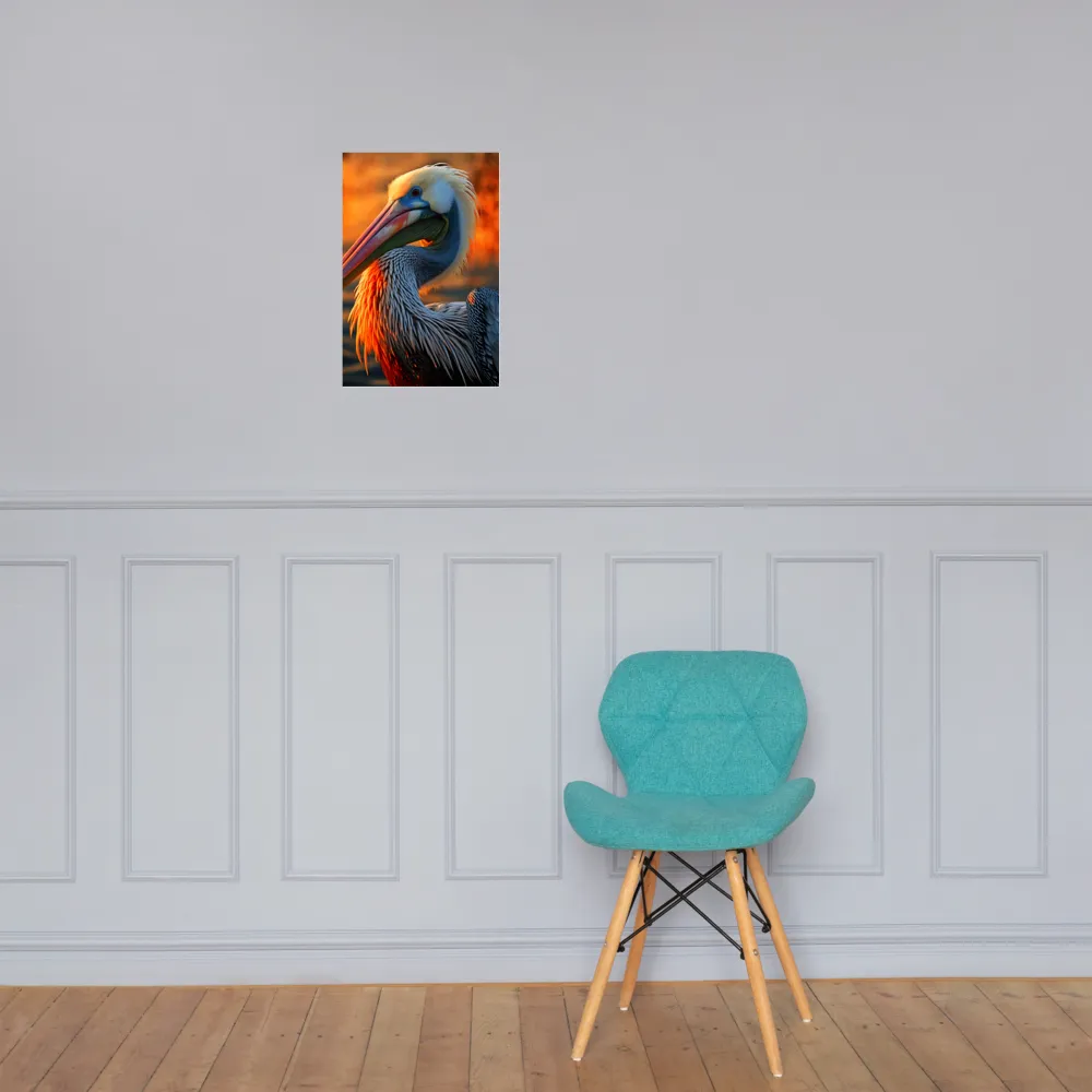 Elegance of the Pelican at Sunset | Poster | 12″×18″