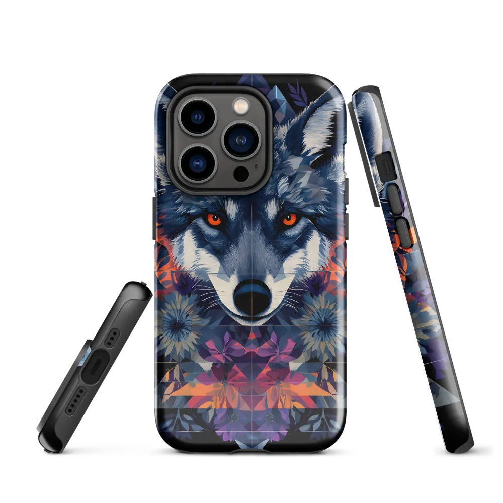 Mystical Wolf Amidst Floral Geometry