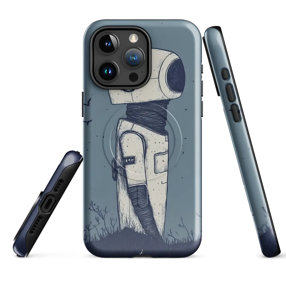 Contemplative Robot in a Barren Landscape | Phone Case |  15 Pro Max | MagSafe® Tough Case | Glossy