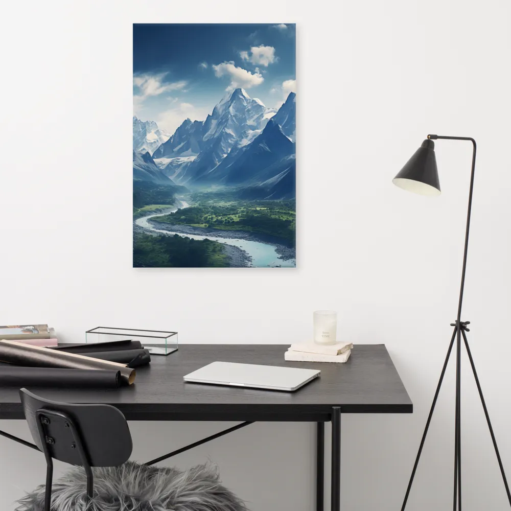 Majestic Serenity: A Landscape of Mountains and Rivers | Canvas | 24″×36″