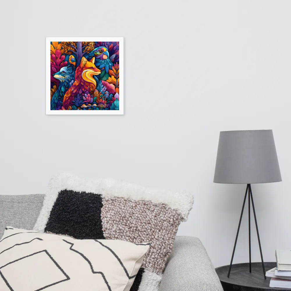 Chromatic Forest Trio 
 Poster with White Frame | 14″x 14″