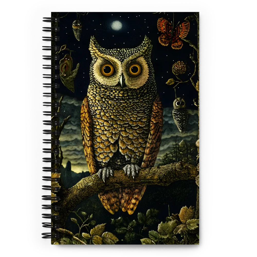 Mystical Night: The Guardian Owl | Spiral Notebook