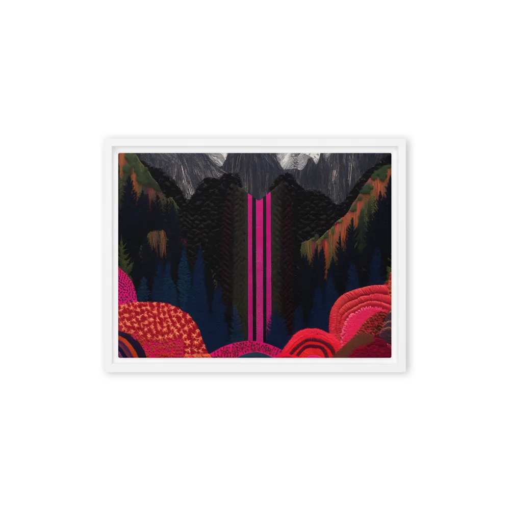 Ethereal Cascade: A Surreal Landscape | Canvas with White Frame | 12″×16″