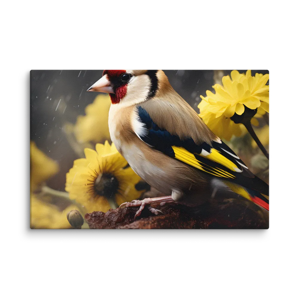Harmony in Nature: A Goldfinch Amidst Blooms