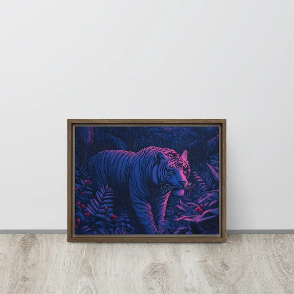 Mystic Prowler: The White Tiger in the Jungle | Canvas with Brown Frame | 12″×16″
