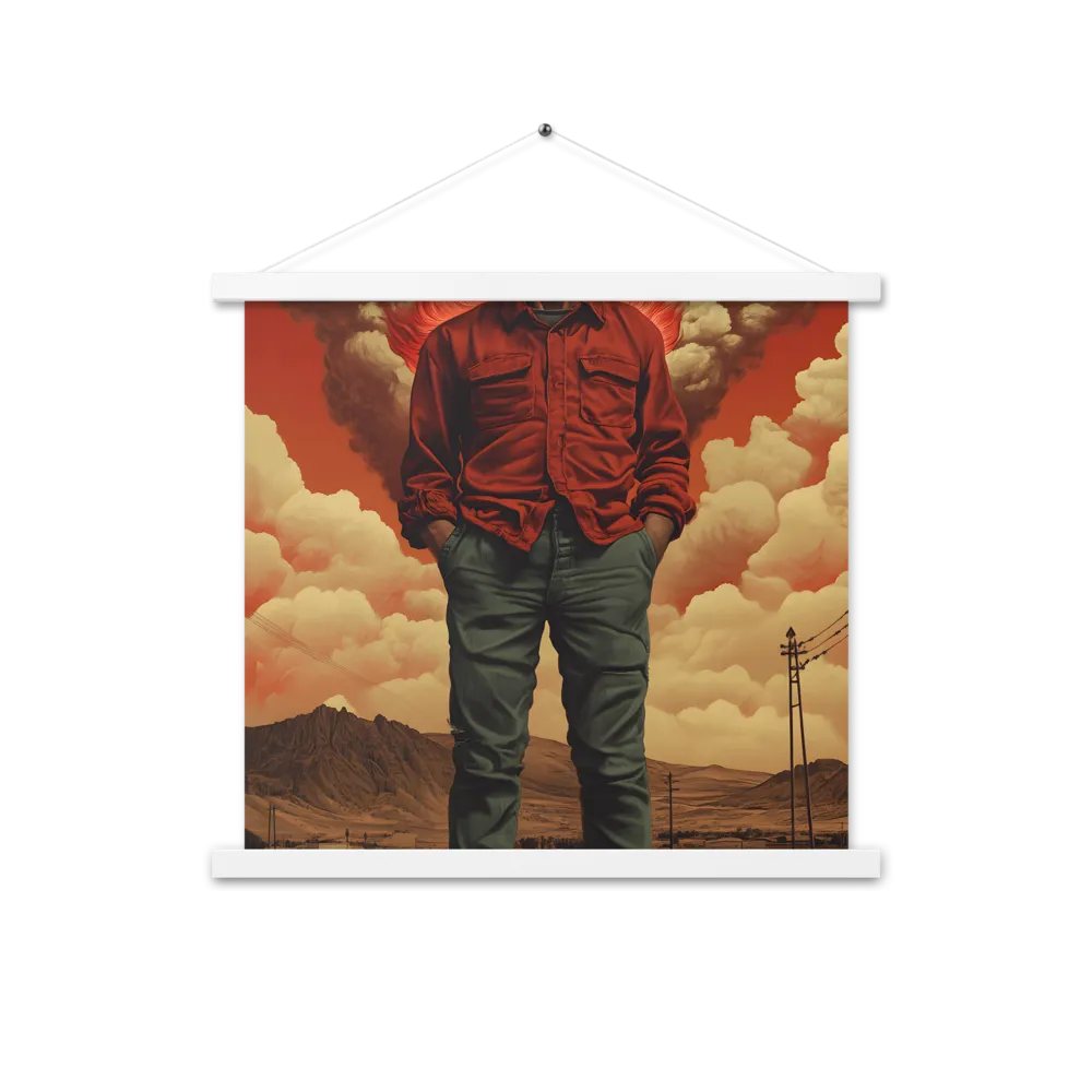 Defiant Spirit in a Surreal Landscape | Poster With White Wood Hanger | 18″×18″