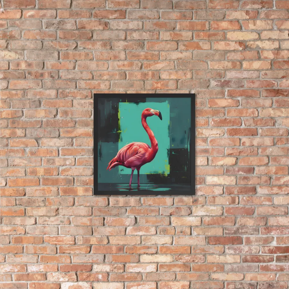 Teal Flamingo 
 Poster with Black Frame | 18″x 18″