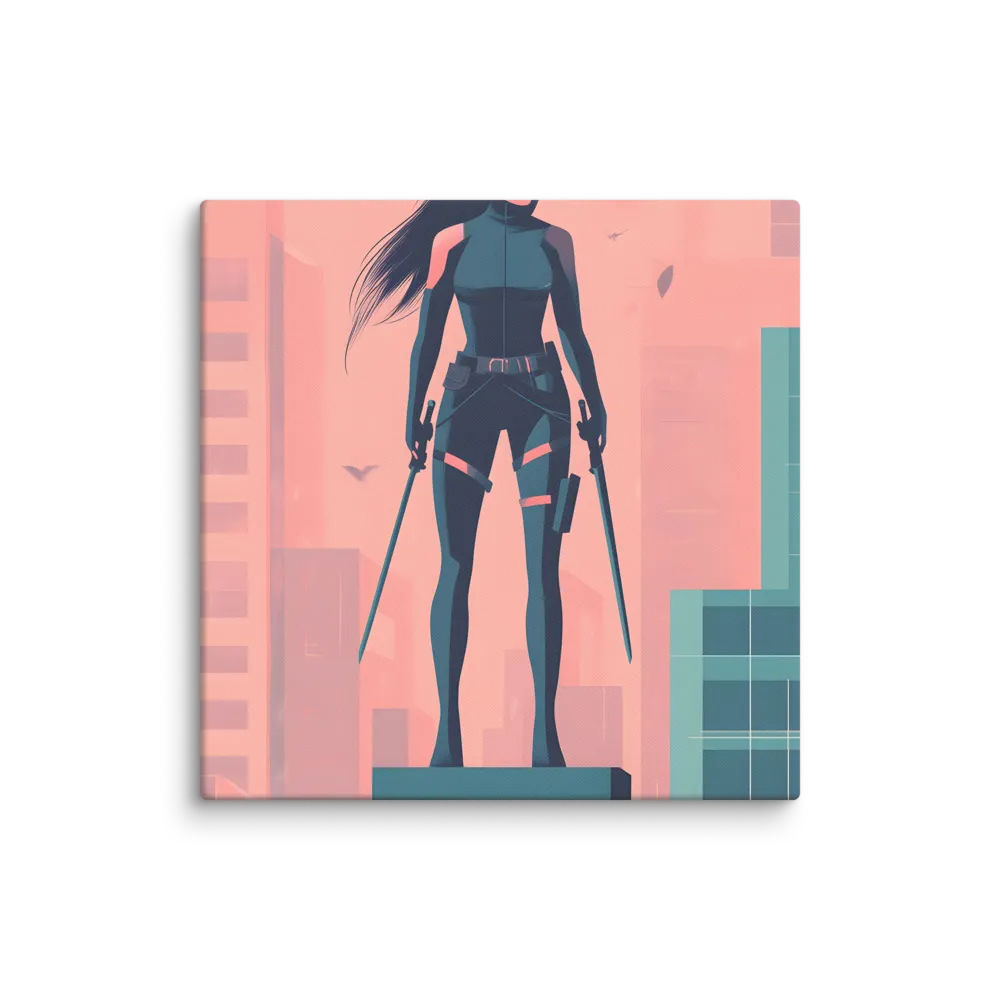 Urban Sentinel: A Warrior's Stand | Canvas | 37″×37″