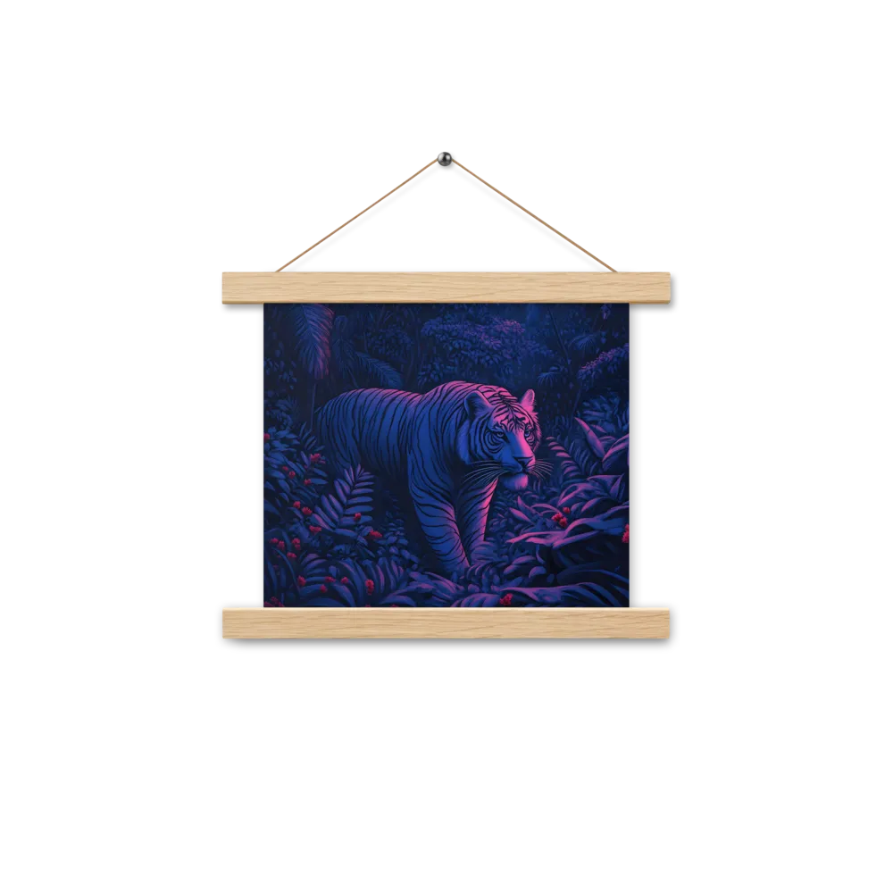 Mystic Prowler: The White Tiger in the Jungle | Poster With Oak Wood Hanger | 10″×10″