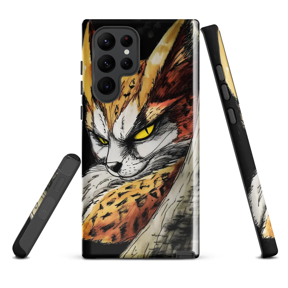 Fierce Gaze of the Wild Cat | Phone Case |  S22 Ultra | Tough Case | Glossy