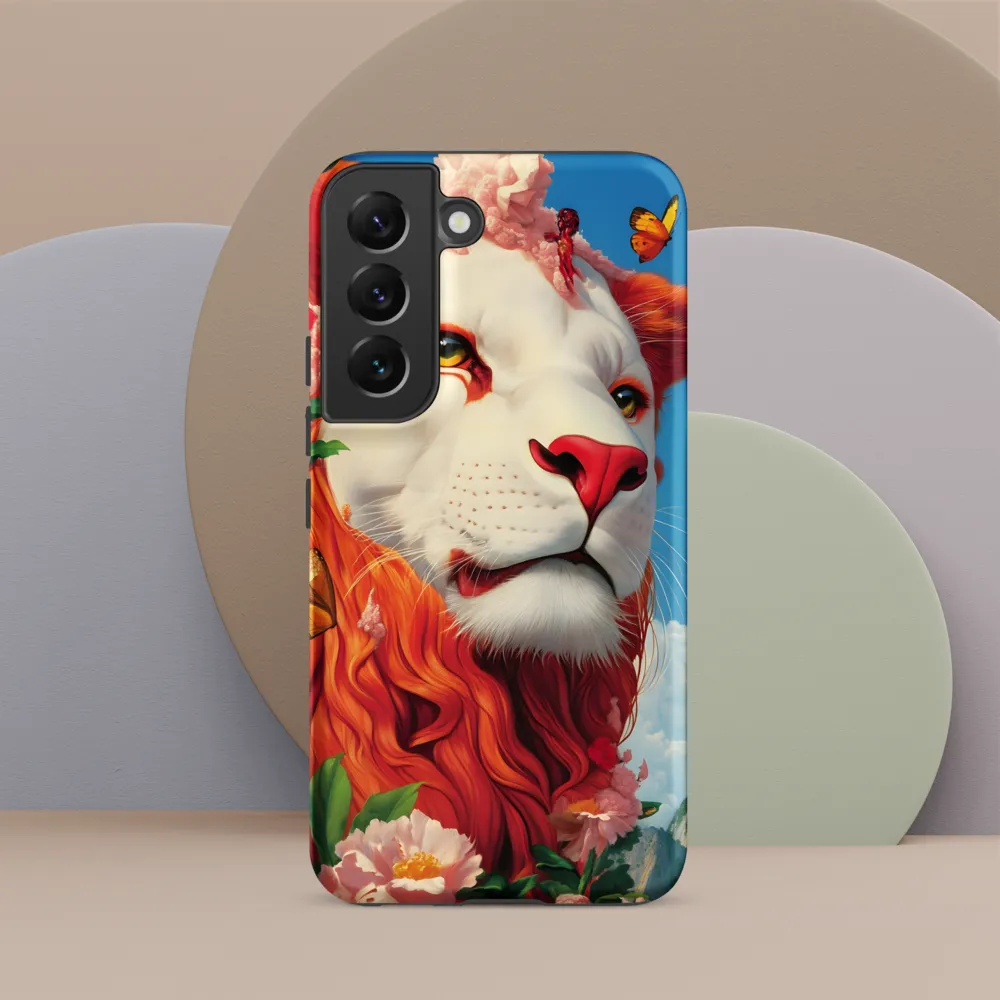 Majestic Lion Amidst Floral Splendor