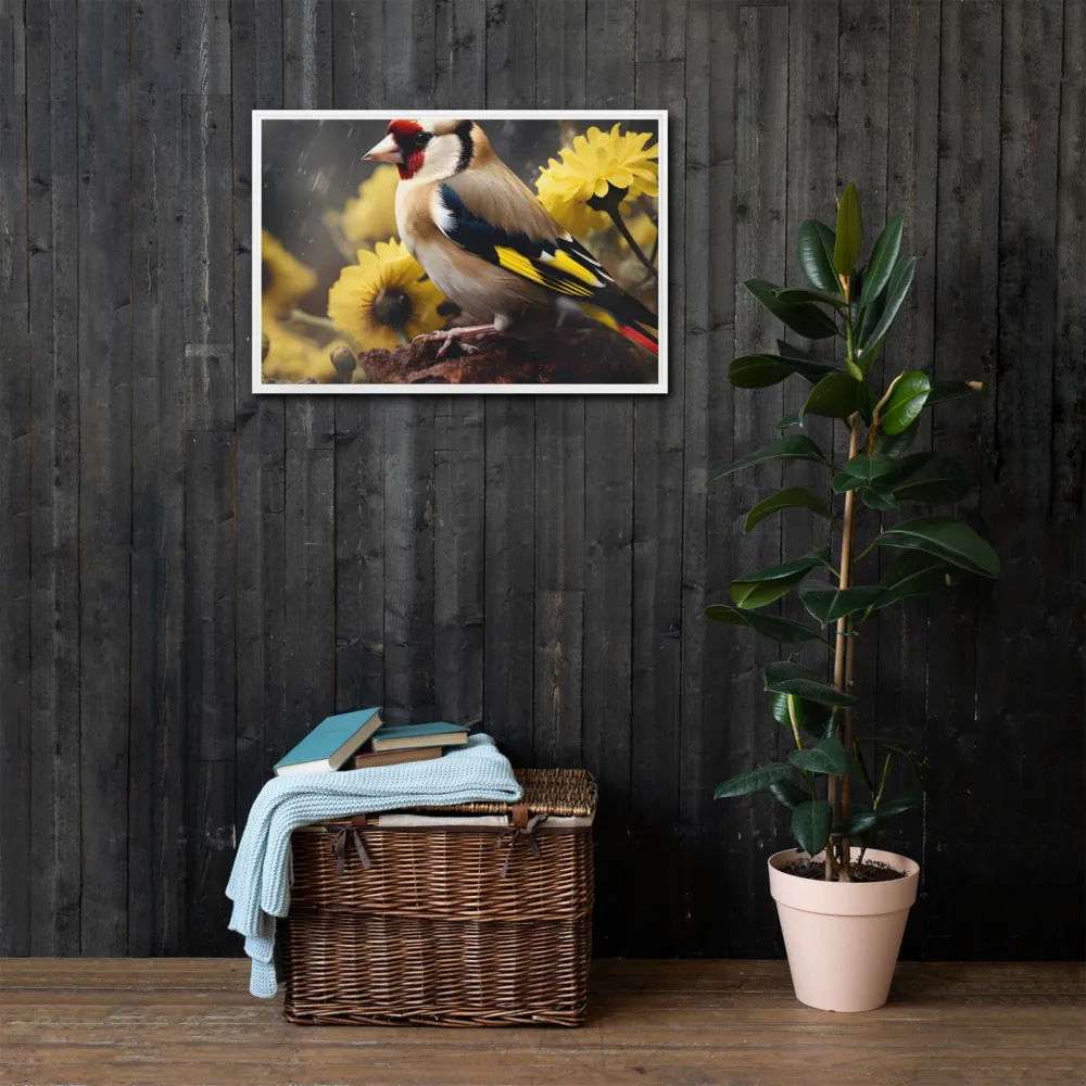 Harmony in Nature: A Goldfinch Amidst Blooms