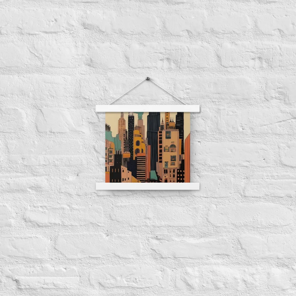 Urban Symphony in Ink | Poster With White Wood Hanger | 10″×10″