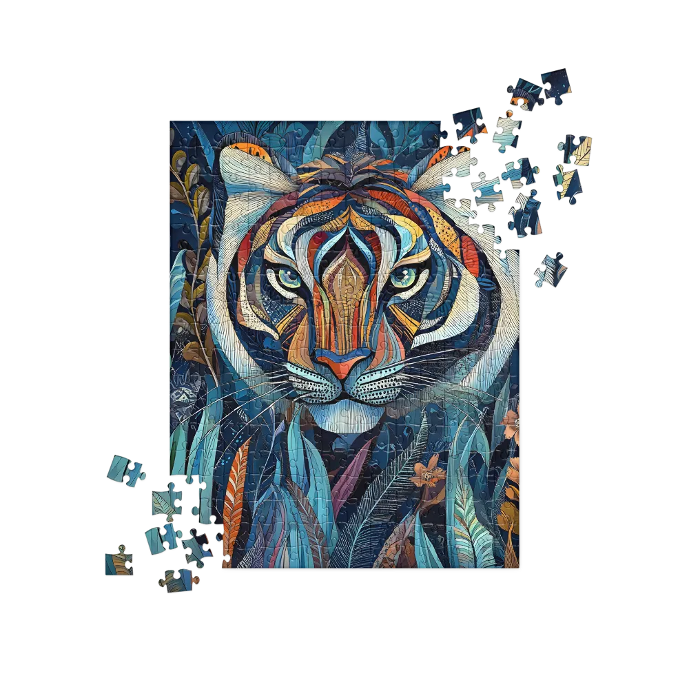 Ornamental Tiger in Teal and Orange