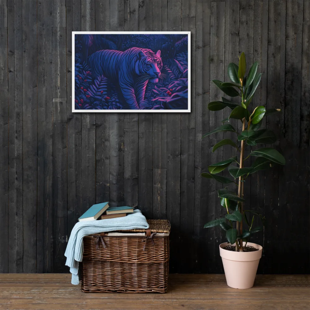 Mystic Prowler: The White Tiger in the Jungle | Canvas with White Frame | 20″×30″