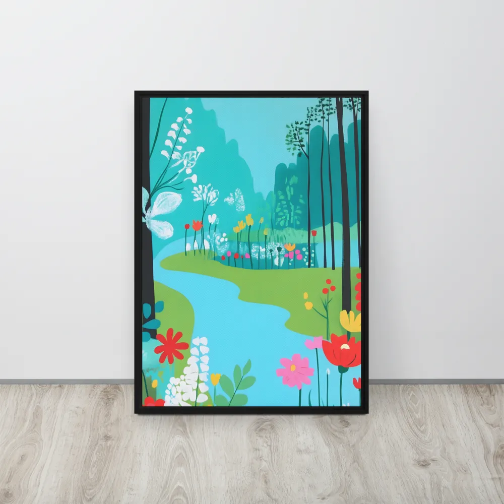 Whispers of Spring: A Colorful Retreat | Canvas with Black Frame | 20″×28″