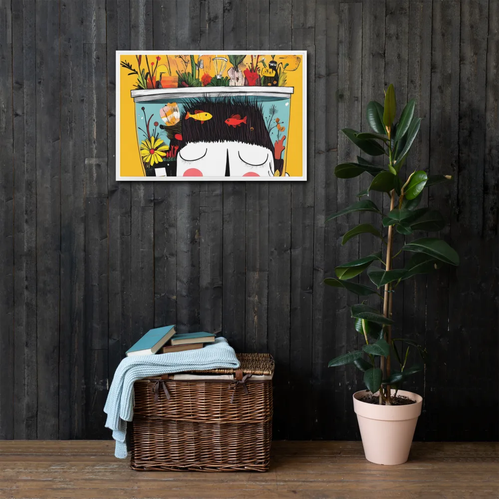 Whimsical Garden Head | Canvas with White Frame | 20″×30″