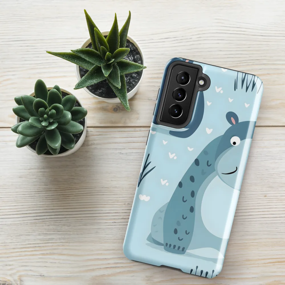Whimsical Hippo Delight | Phone Case |  S21 FE | Tough Case | Glossy