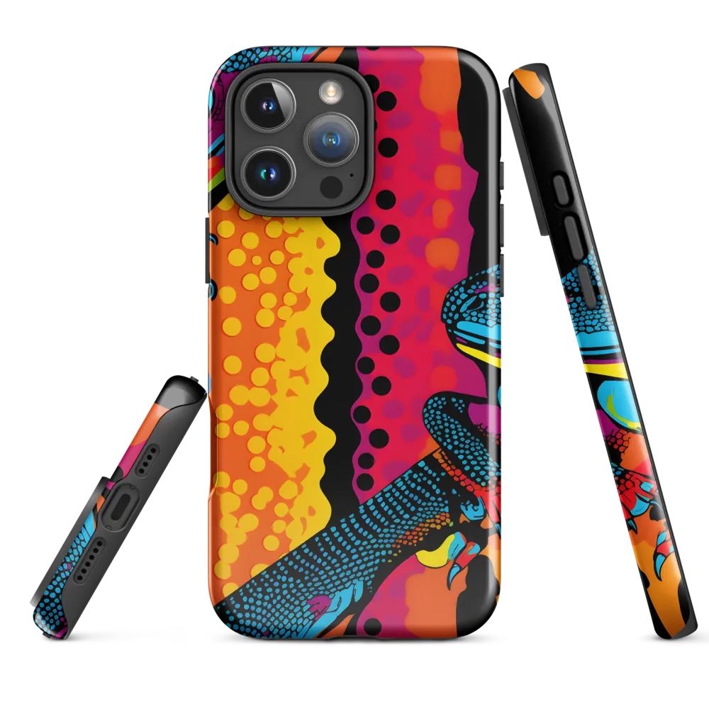 Colorful Encounters: The Playful Geckos | Phone Case |  16 Pro Max | Tough Case | Glossy