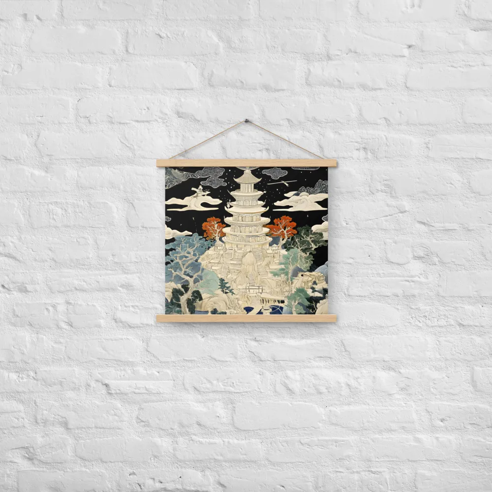Whispers of the Pagoda | Poster With Oak Wood Hanger | 18″×18″