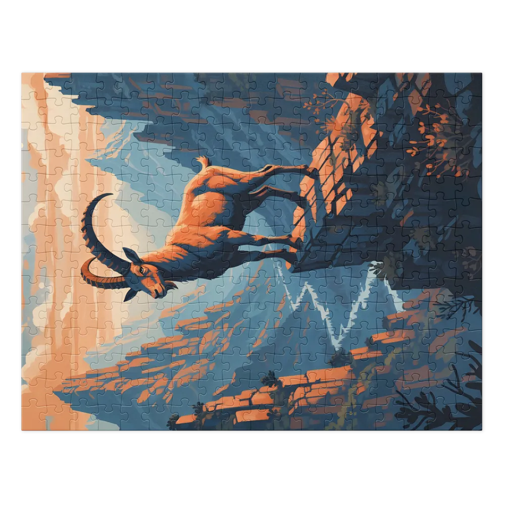 Ibex on Cliffside 
 Jigsaw Puzzle in Tin Box