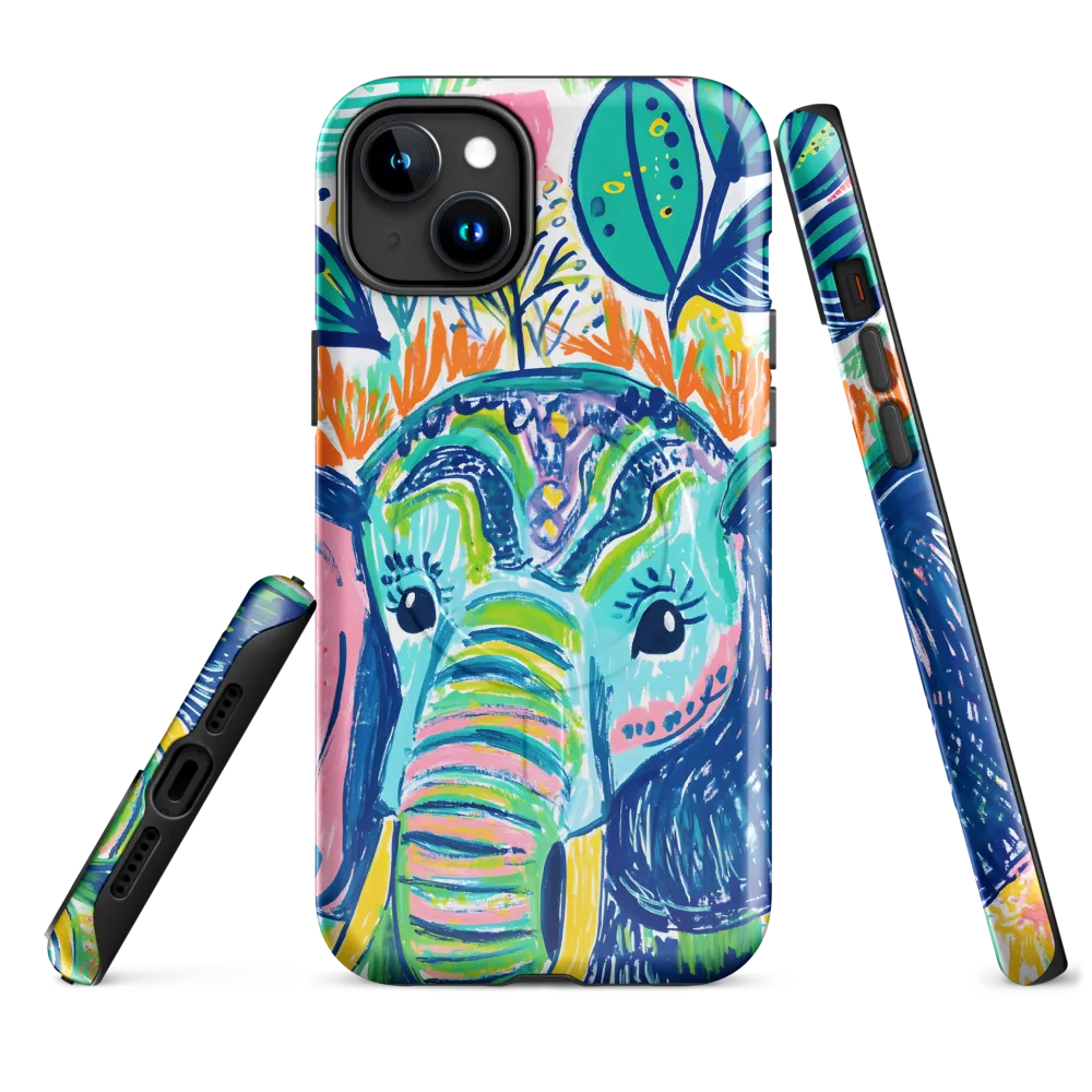Whimsical Elephant Portrait | Phone Case |  15 Plus | MagSafe® Tough Case | Glossy