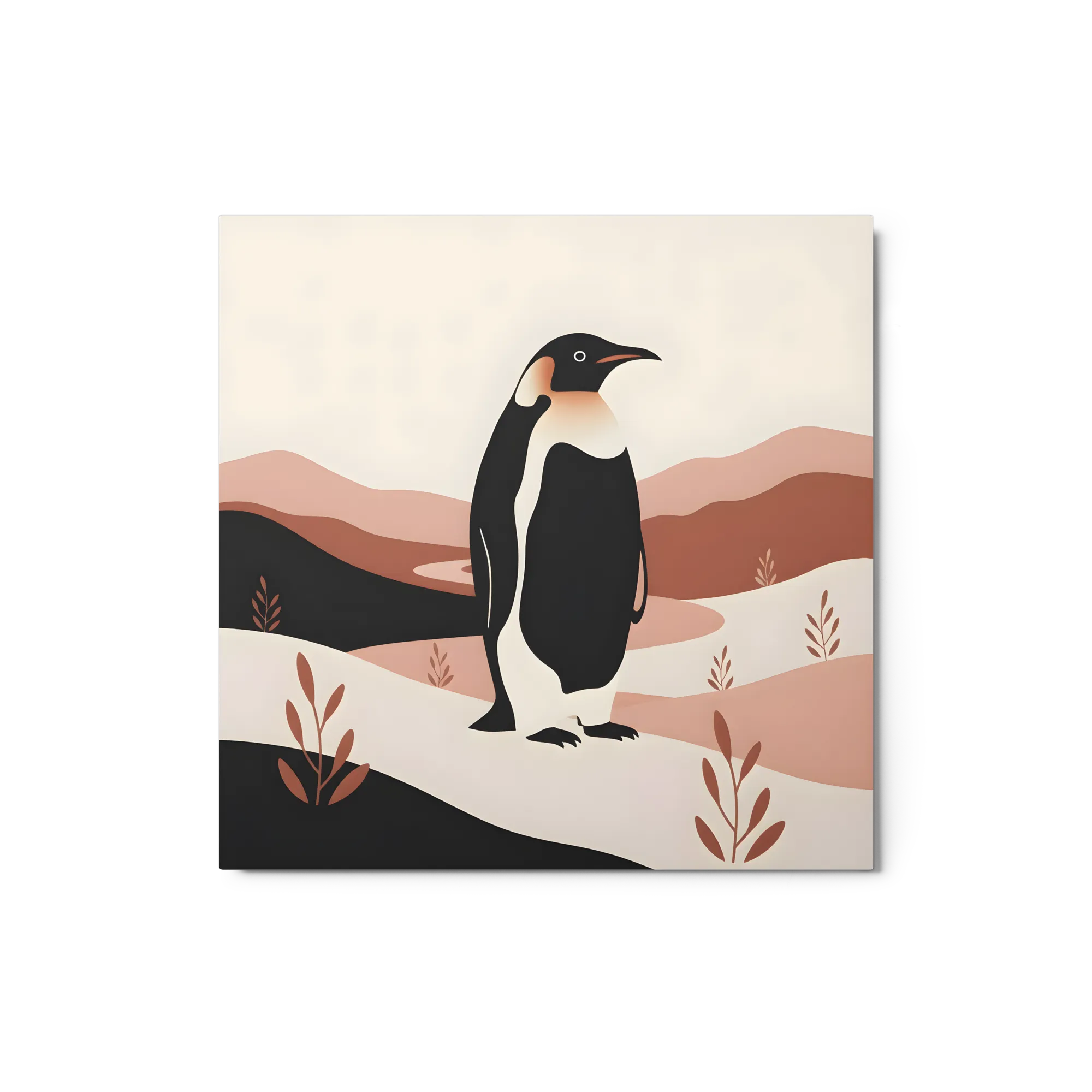 Terracotta Penguin 
 Metal Print | 12″x 12″