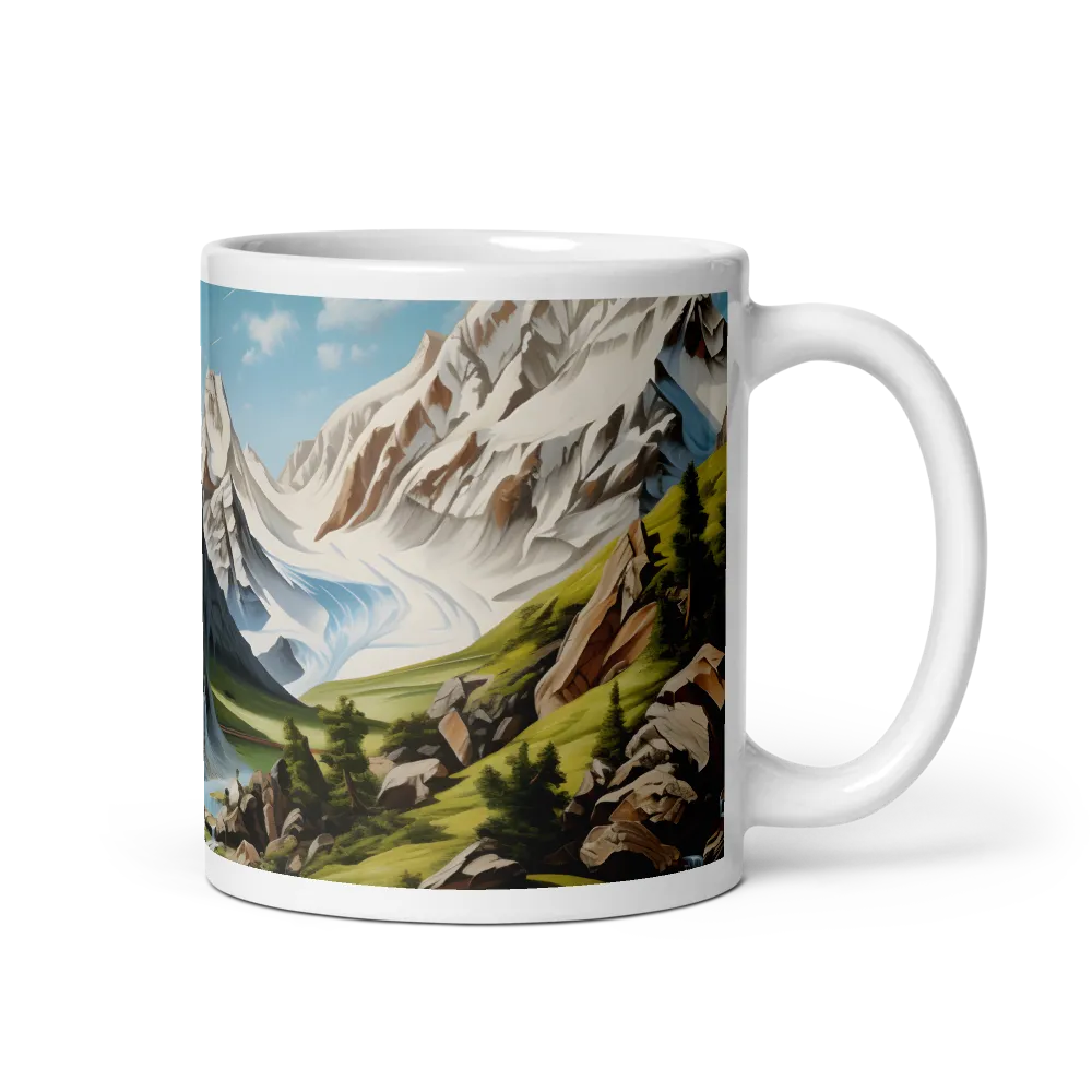 Majestic Cascade: A Mountain Masterpiece | Mug with White inside | 11 oz