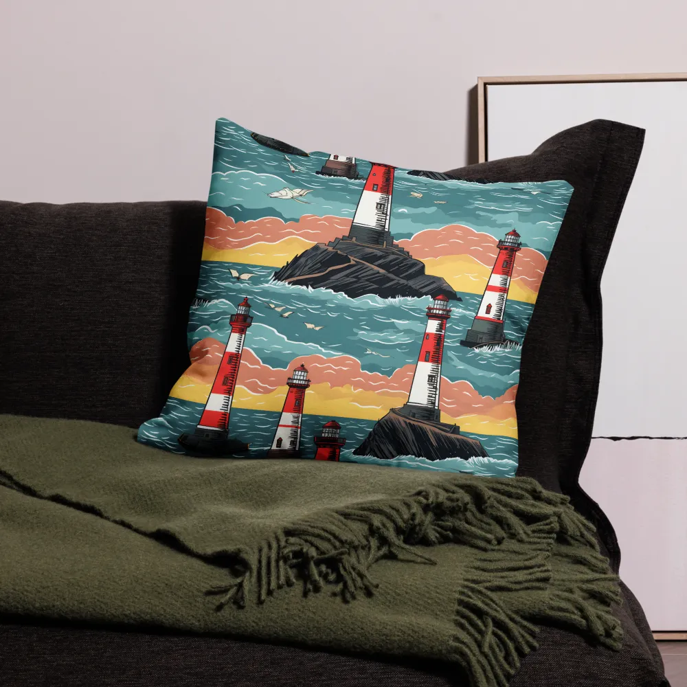 Lighthouses in a Whimsical Ocean | Pillow & Pillow Case | Multiple Sizes