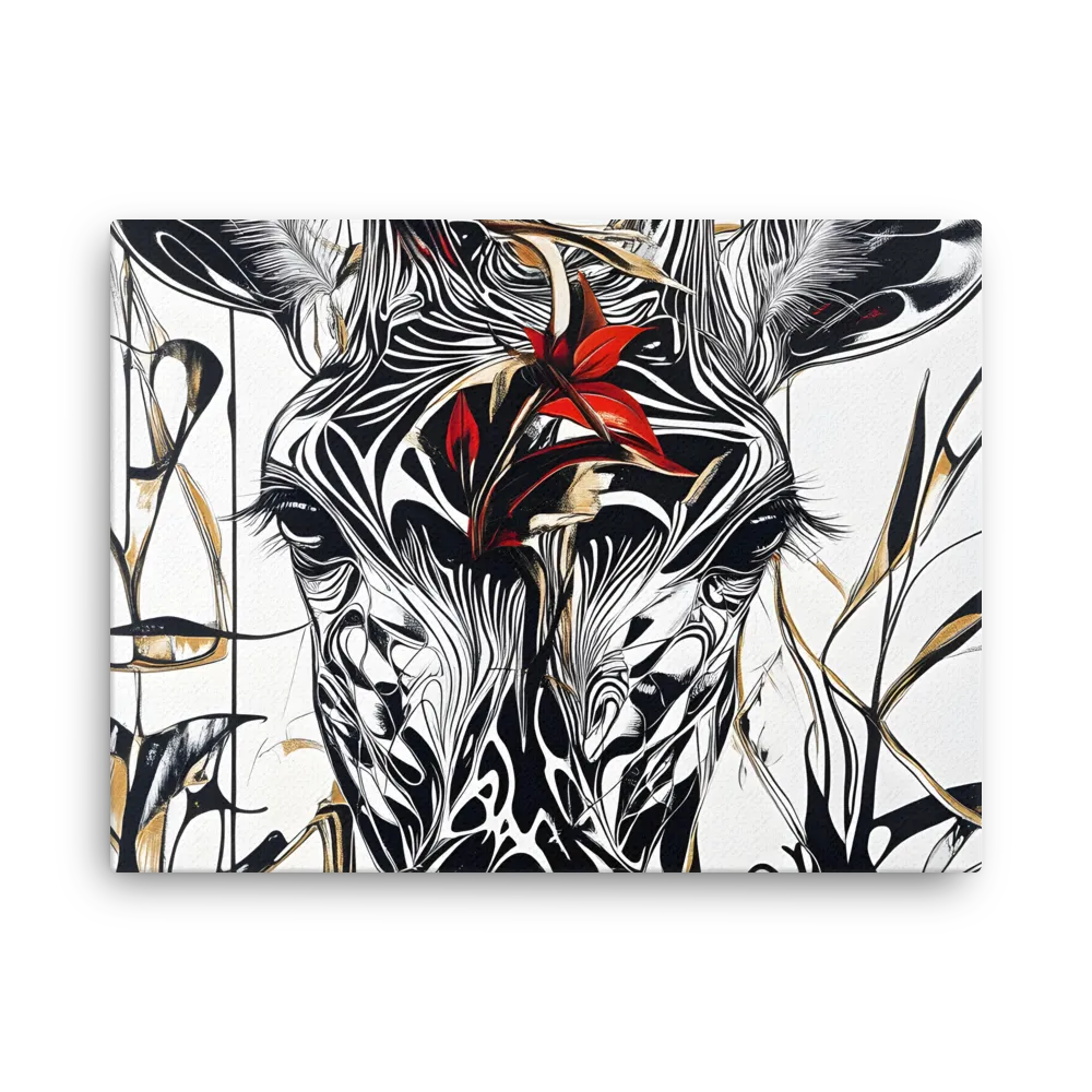 Floral Elegance: The Giraffe's Portrait | Thin Canvas | 18″×24″