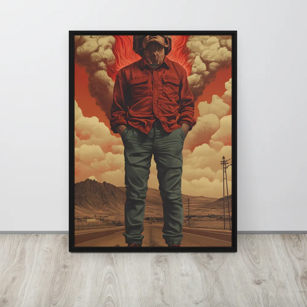 Defiant Spirit in a Surreal Landscape | Canvas with Black Frame | 24″×32″