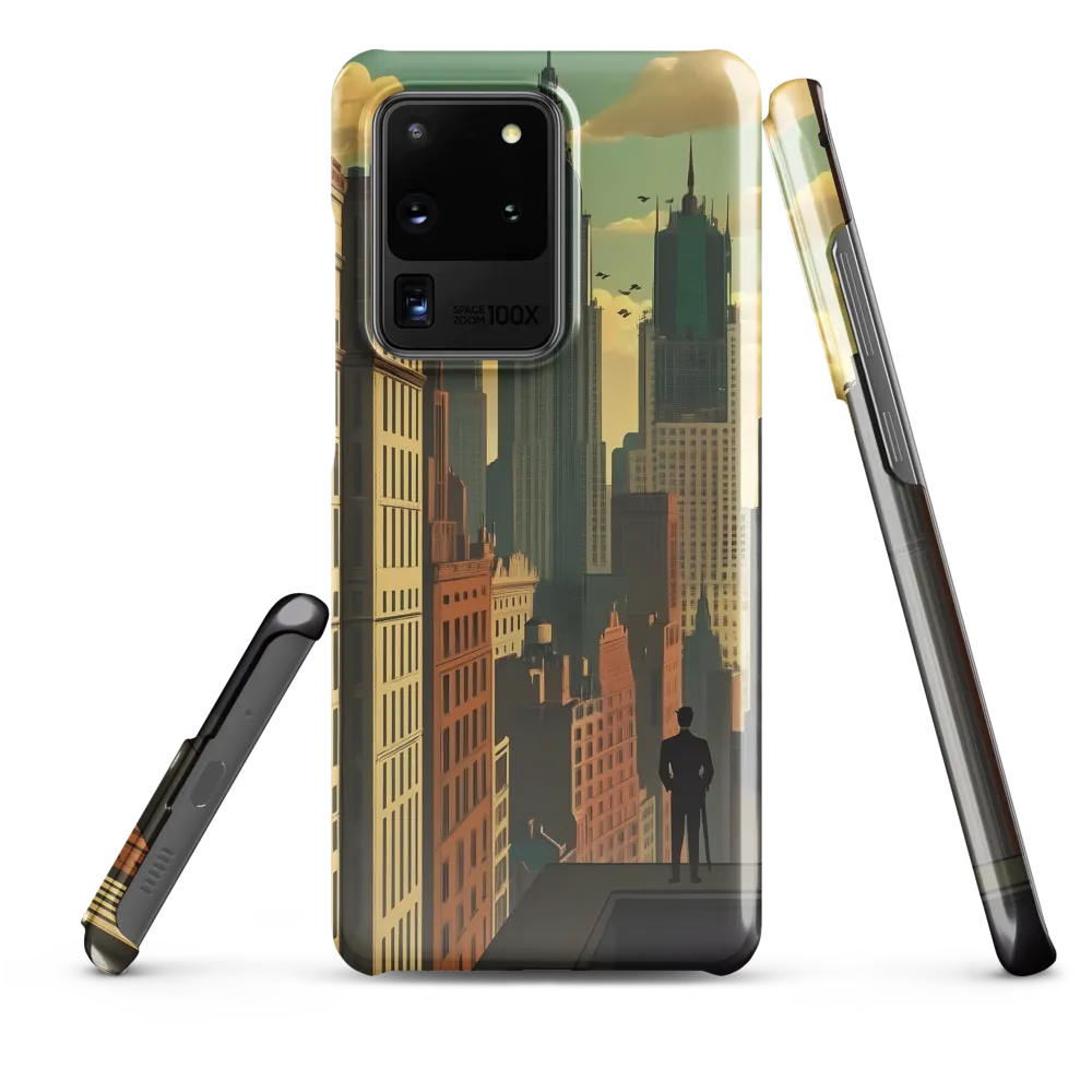Urban Dreams: A Silhouette in Art Deco Cityscape