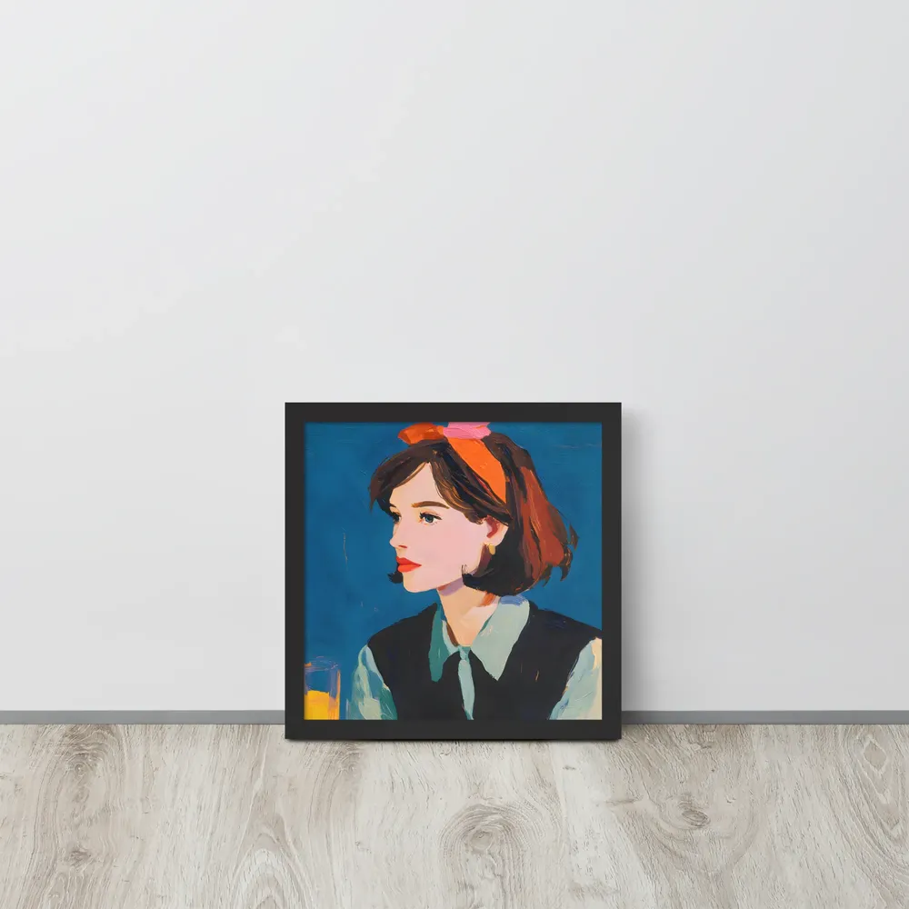 Profile in Blue 
 Poster with Black Frame | 12″x 12″