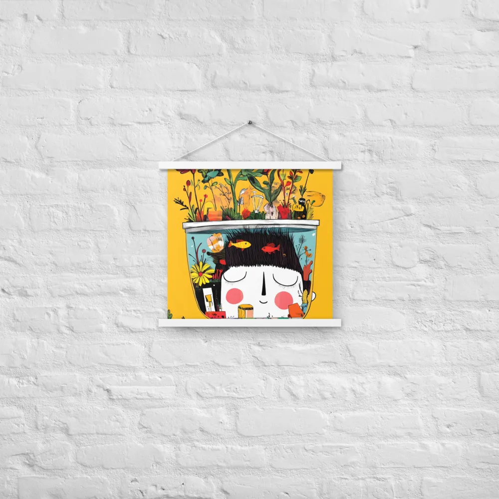 Whimsical Garden Head | Poster With White Wood Hanger | 18″×18″