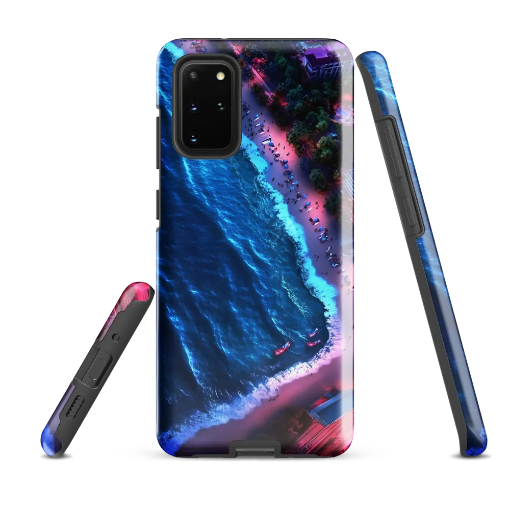 Twilight Reflections: A Serene Beach Aerial | Phone Case |  S20 Plus | Tough Case | Glossy