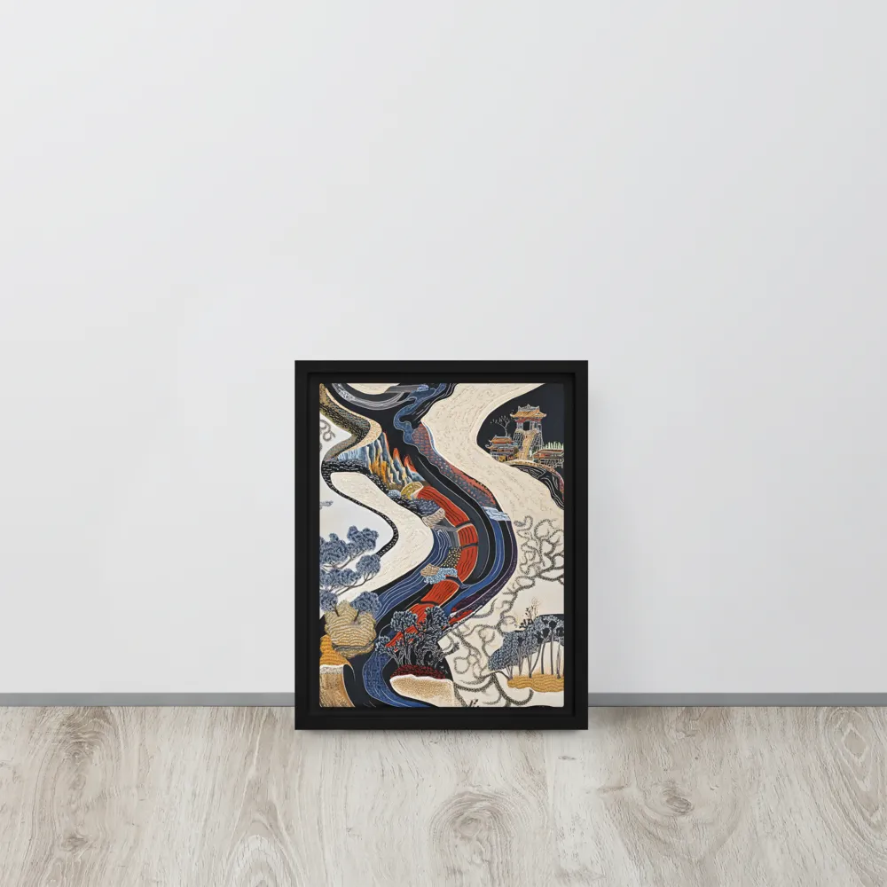 Flow of Tranquility | Canvas with Black Frame | 9″×12″