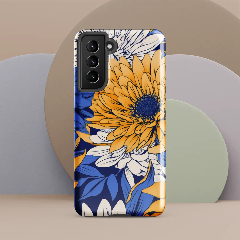 Floral Harmony in Blue and Yellow