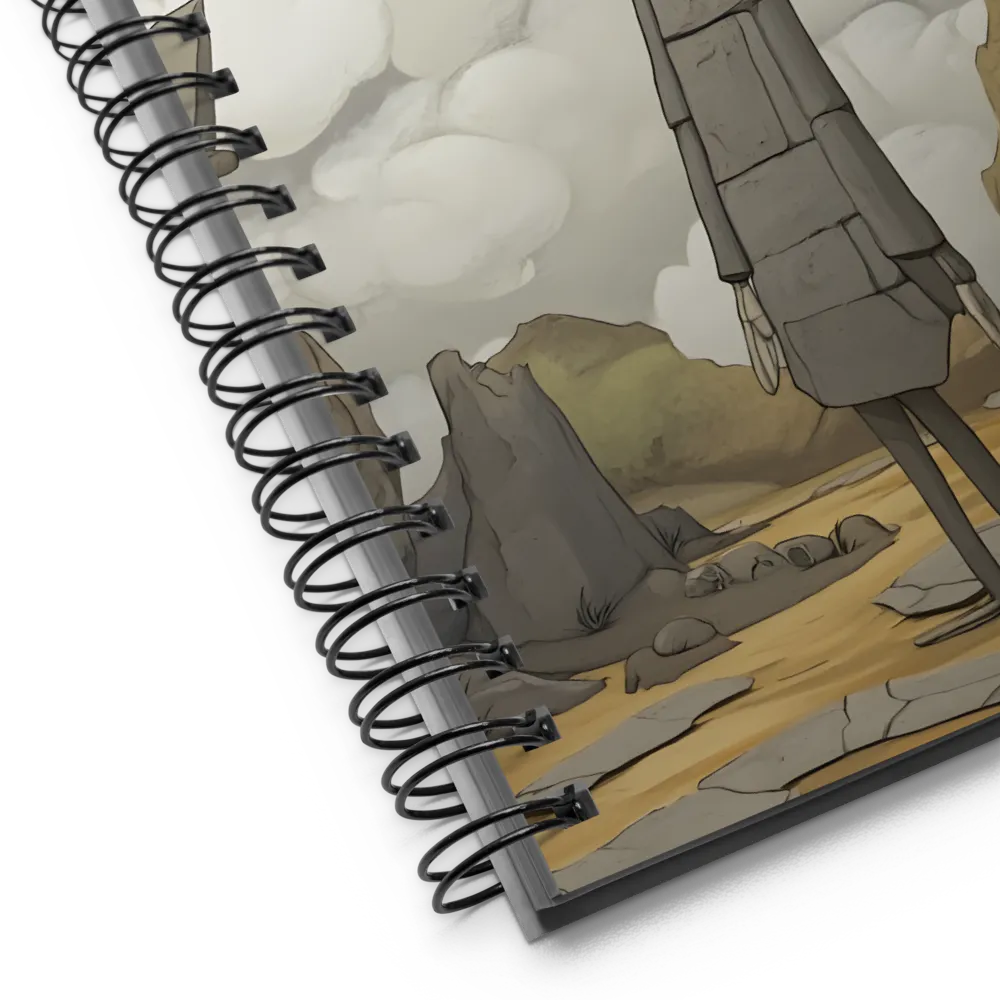 Whimsical Stone Figure in a Rocky Landscape | Spiral Notebook