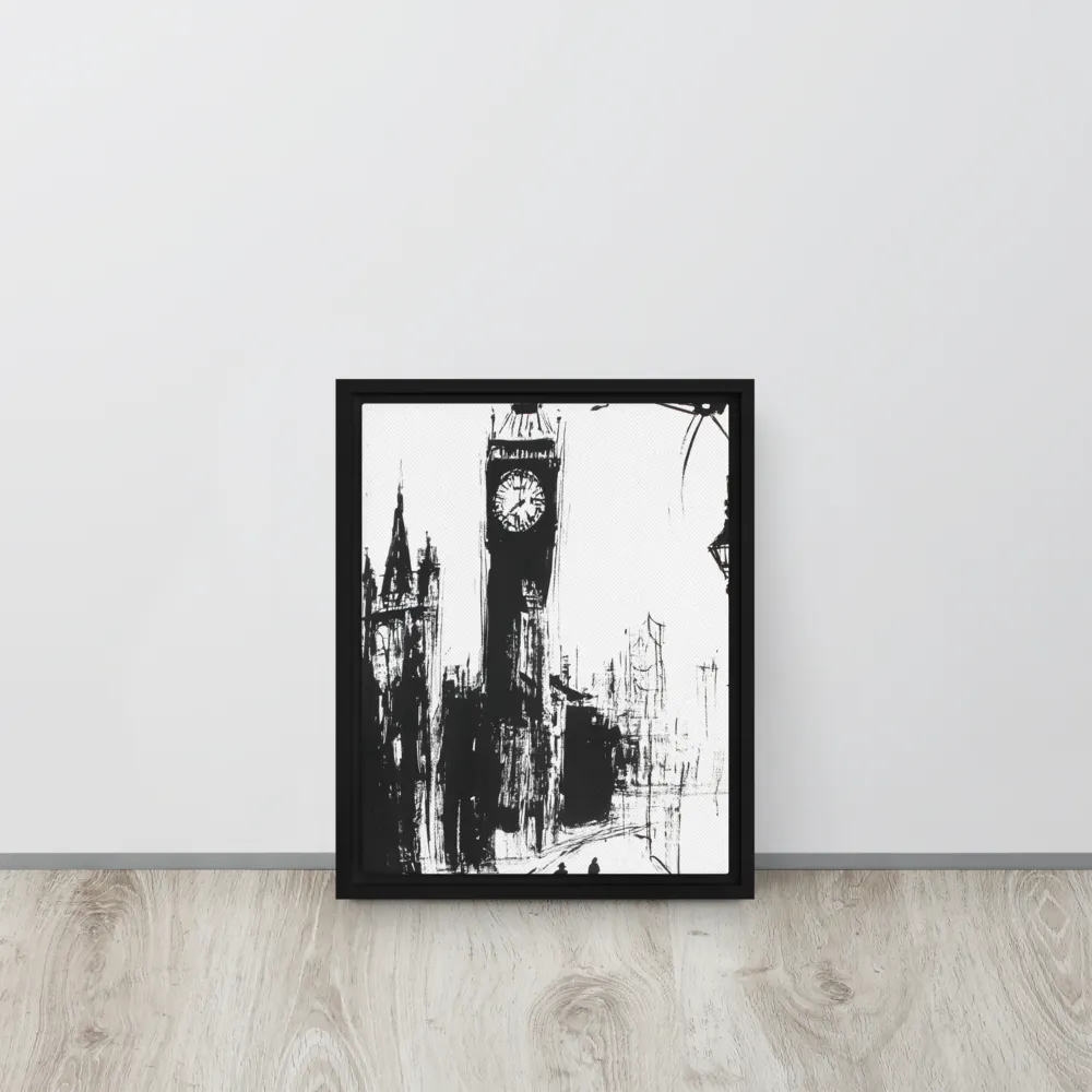 Clock Tower in Motion | Canvas with Black Frame | 11″×14″